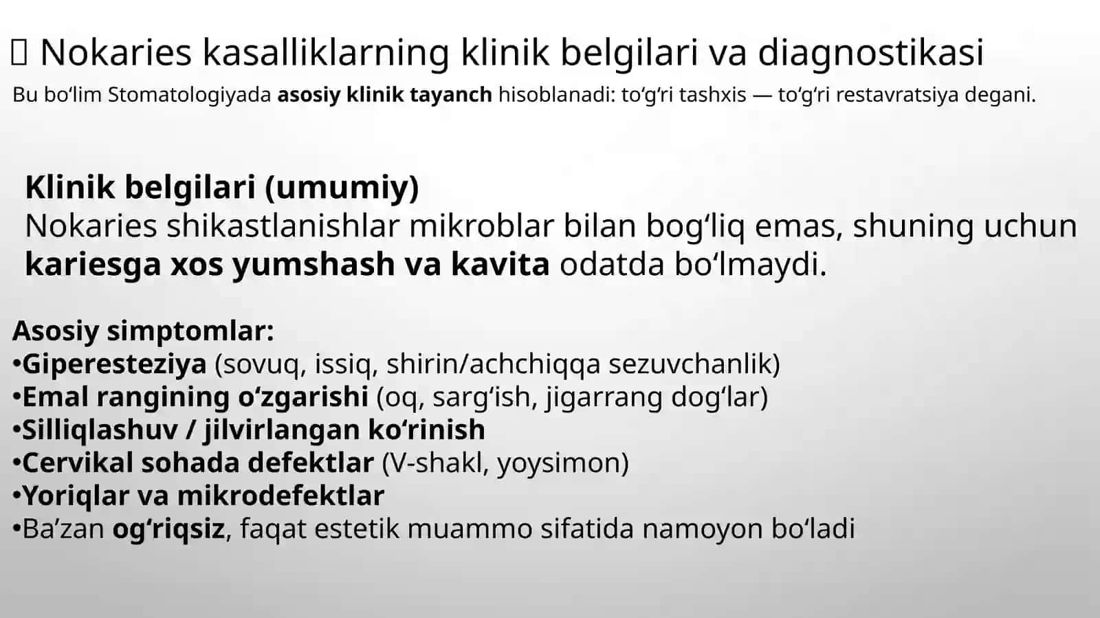 tish qattiq toʻqimalarini nokaries kasalliklarini restavrativ davolash 3