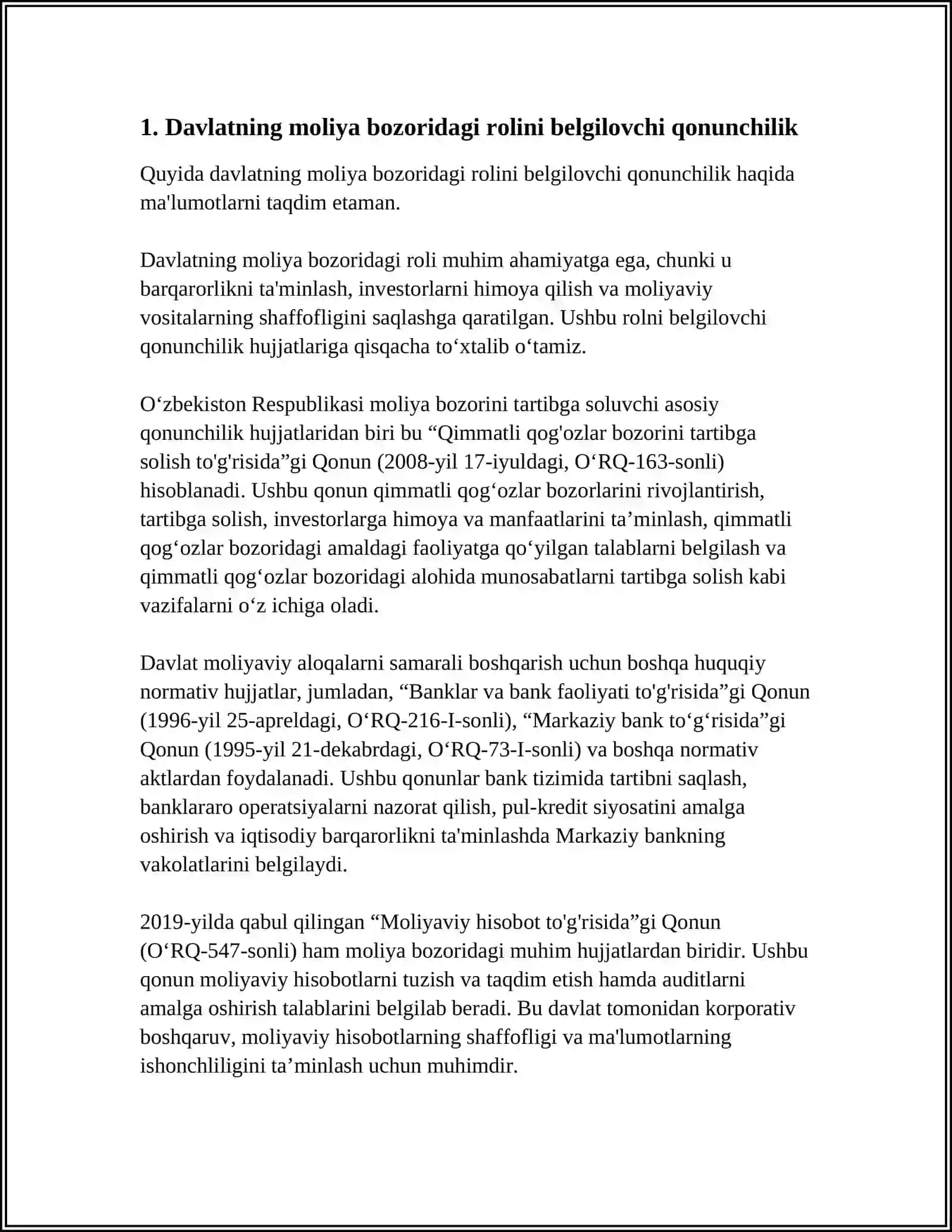 MOLIYA BOZORINI TARTIBGA SOLISHDA DAVLATNING ROLI 3