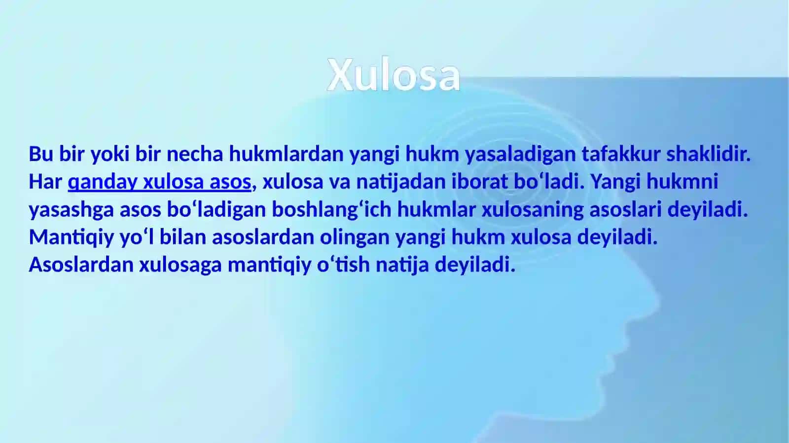 Xulosa chiqarishning tuzilishi 3
