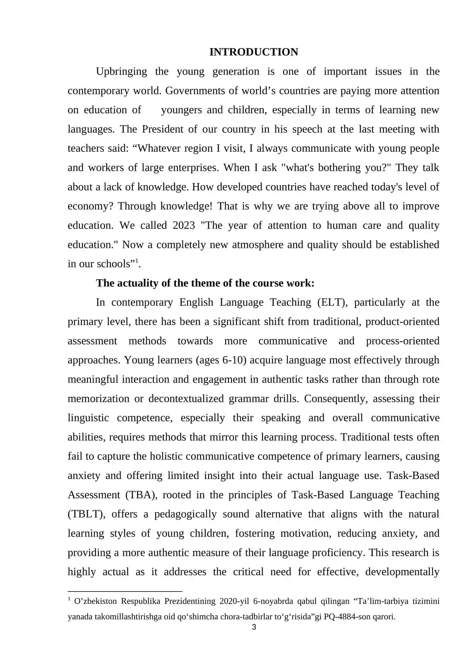 THEME: TASK-BASED ASSESSMENT IN THE PRIMARY ENGLISH LANGUAGE CLASSROOM 3