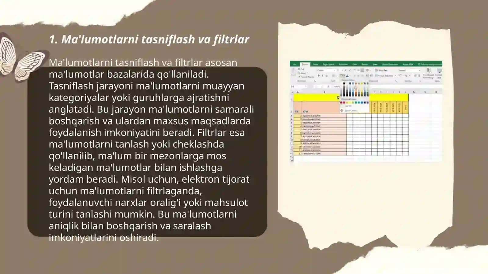 MS Excel dasturida statistik funksiyalardan foydalanish 3