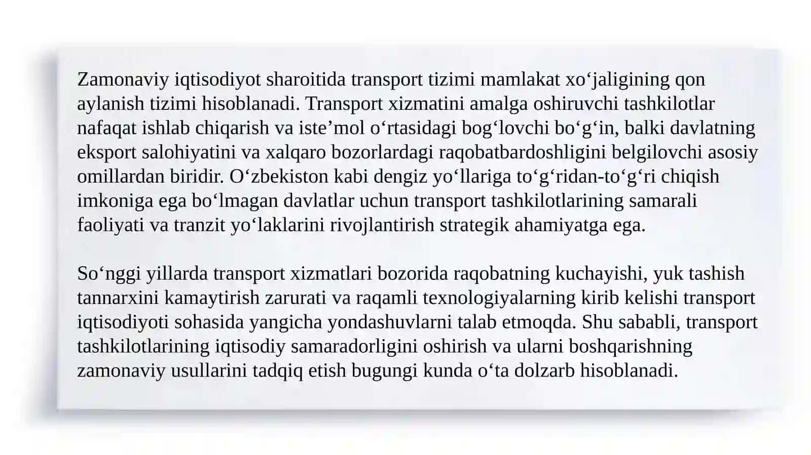 Transport xizmatini amalga oshiruvchi tashkilotlar slayd 3