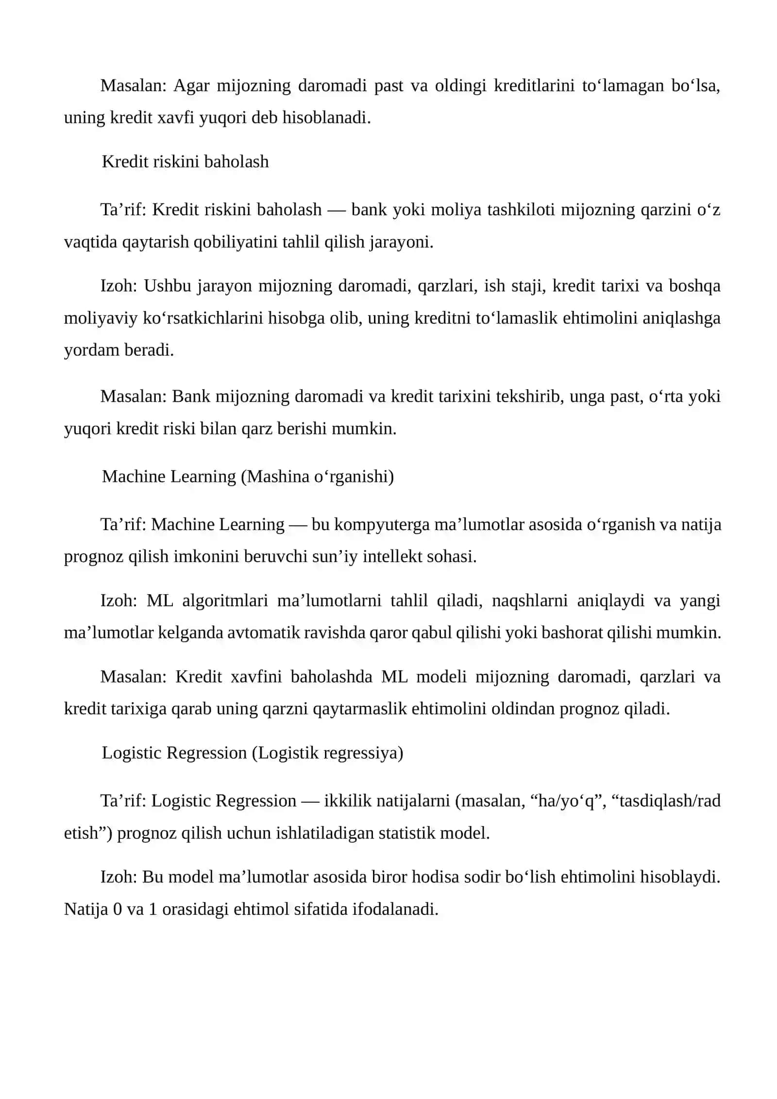 KREDIT XAVFINI BAHOLASH UCHUN ML-MODEL YARATISH 3
