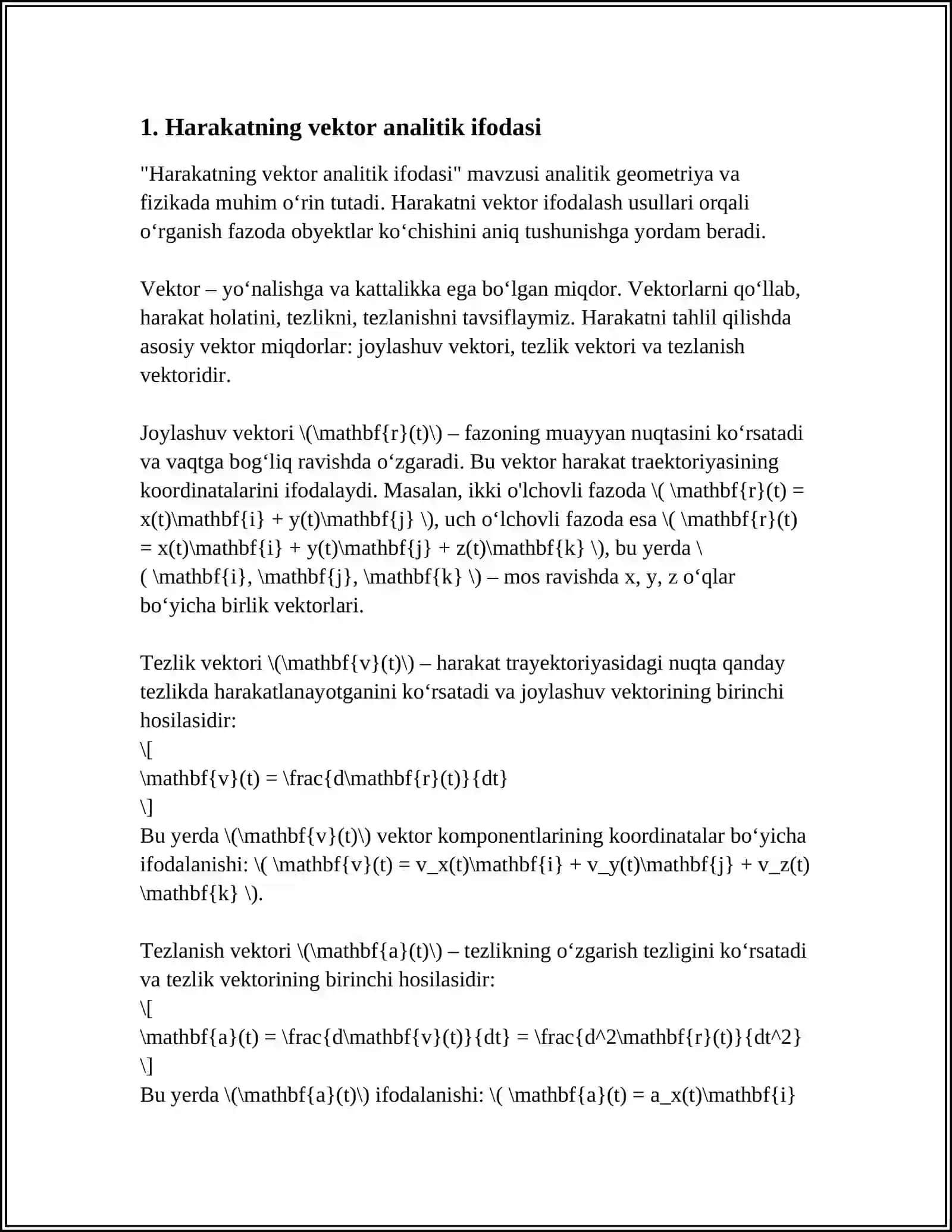 HARAKATNING ANALITIK IFODASI 3
