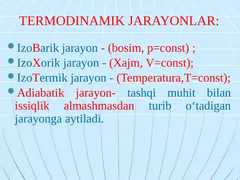 Termodinamika qonunlari va ularning tadbiqini o’rganish. 3