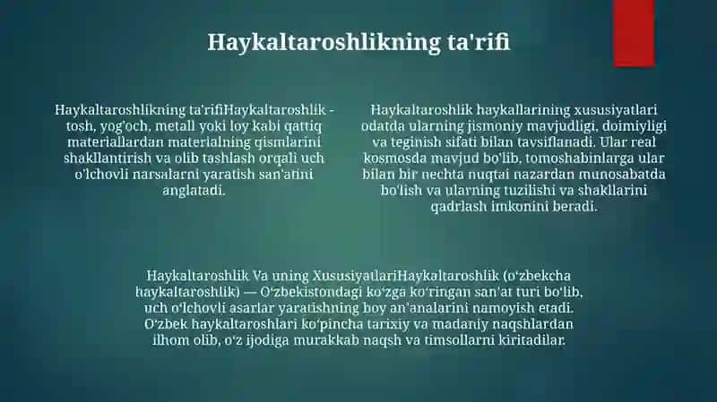 Haykaltaroshlik Va Uning Xususiyatlari 3