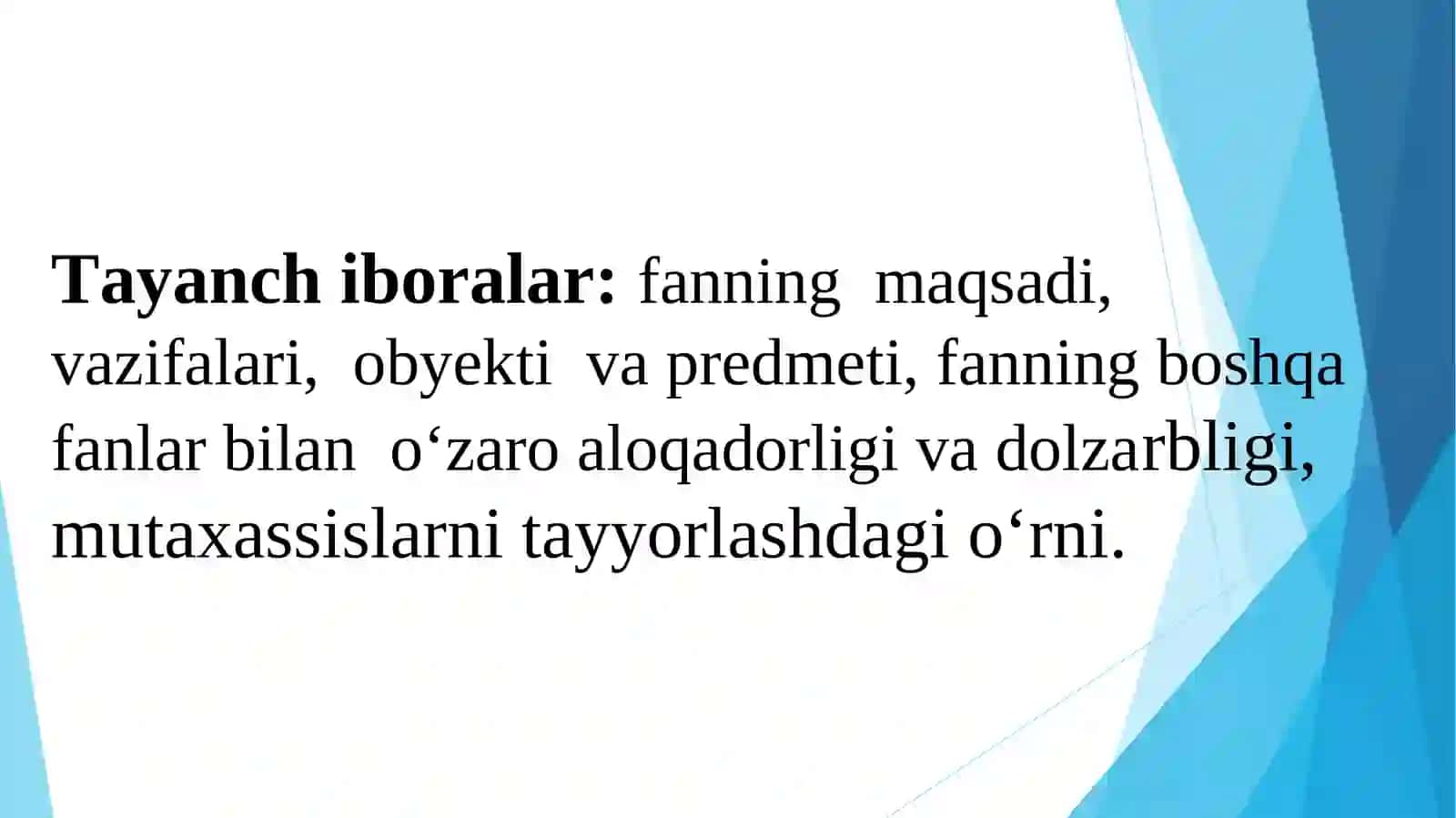 MA’RUZA: Mutaxassislikka kirish fansifatida 3
