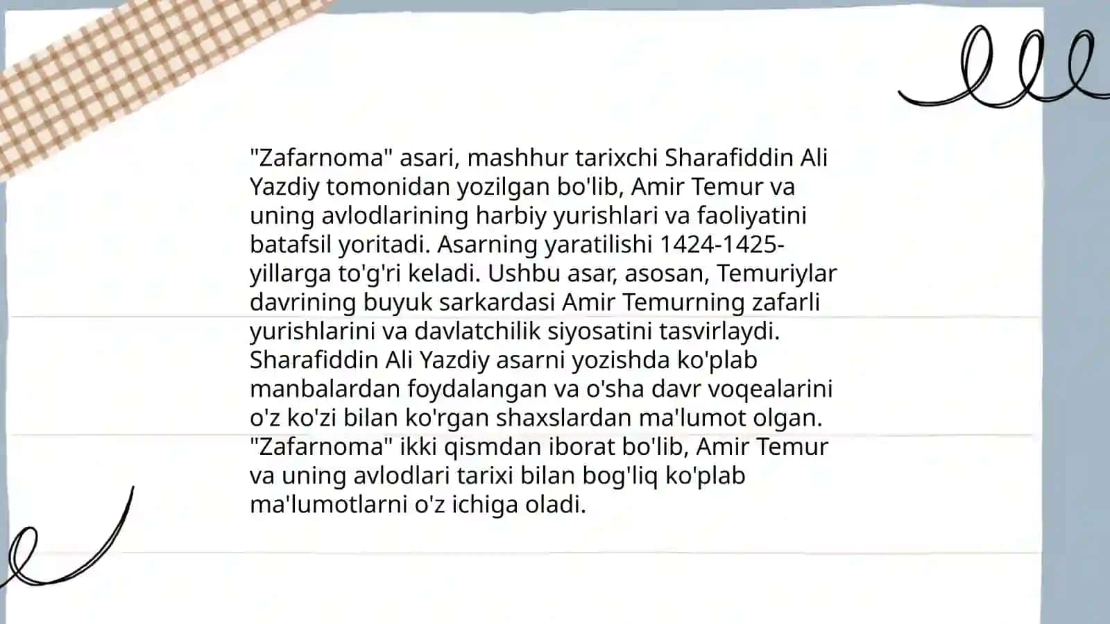 Zafarnoma asari haqida 3