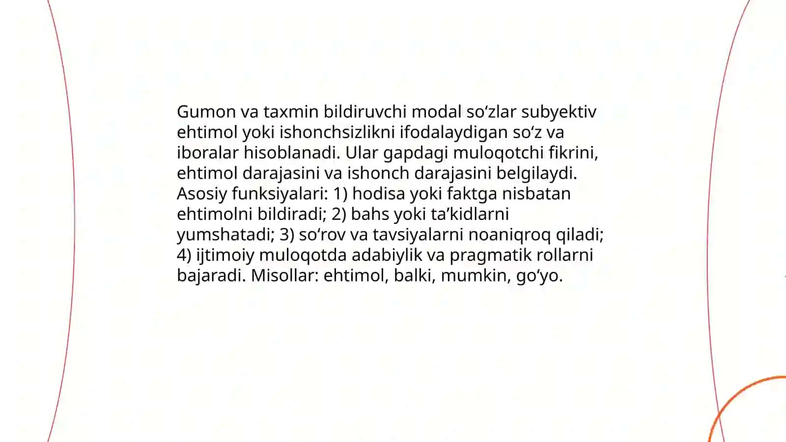 Gumon va taxmin bildiruvchi modal so'zlar 3