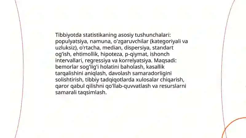 Tibbiyotda statistikaning maqsadi va ahamiyati 3