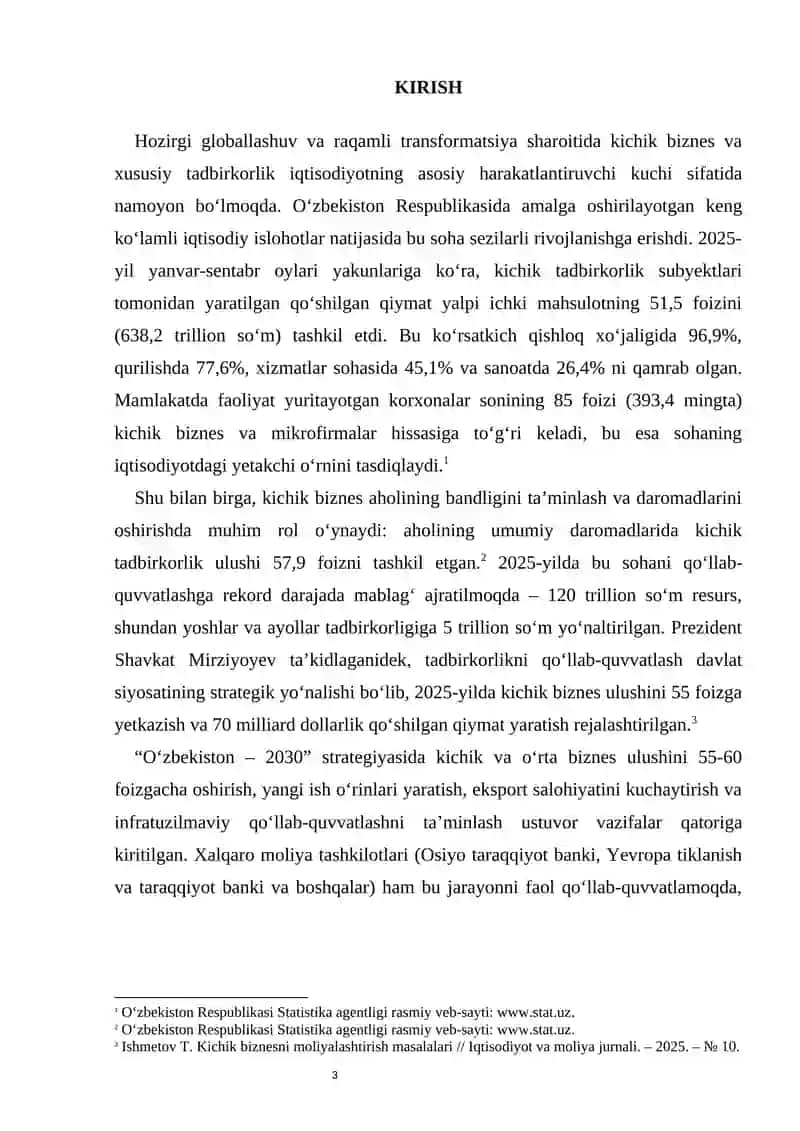 KICHIK BIZNES VA XUSUSIY TADBIRKORLIKNING RIVOJLANISHI DAVLAT TOMONIDAN QO’LLAB QUVVATLASH SIYOSATINING YO’NALISHLARI 3