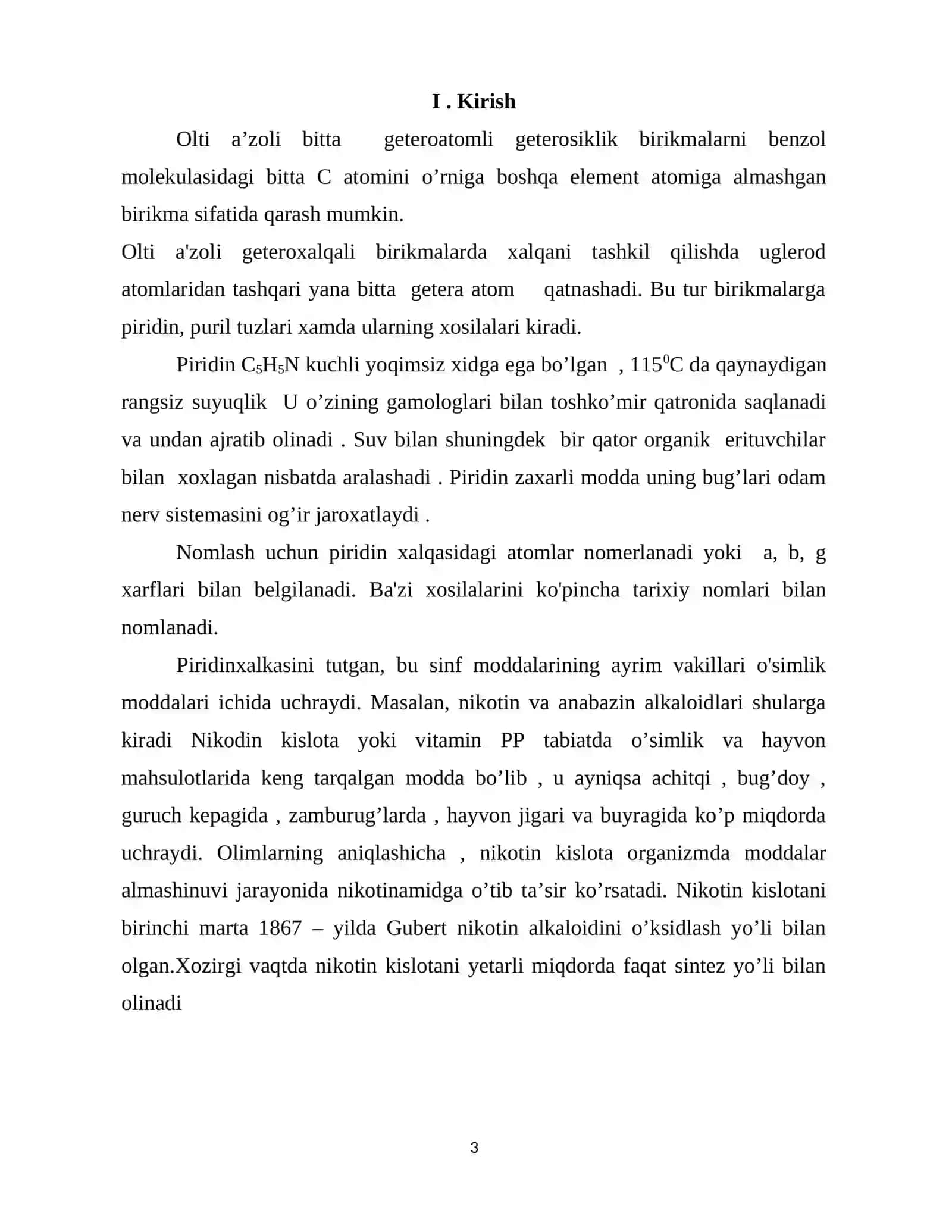 Olti a'zoli geteroxalqali birikmalar (pikolin kislota) 3