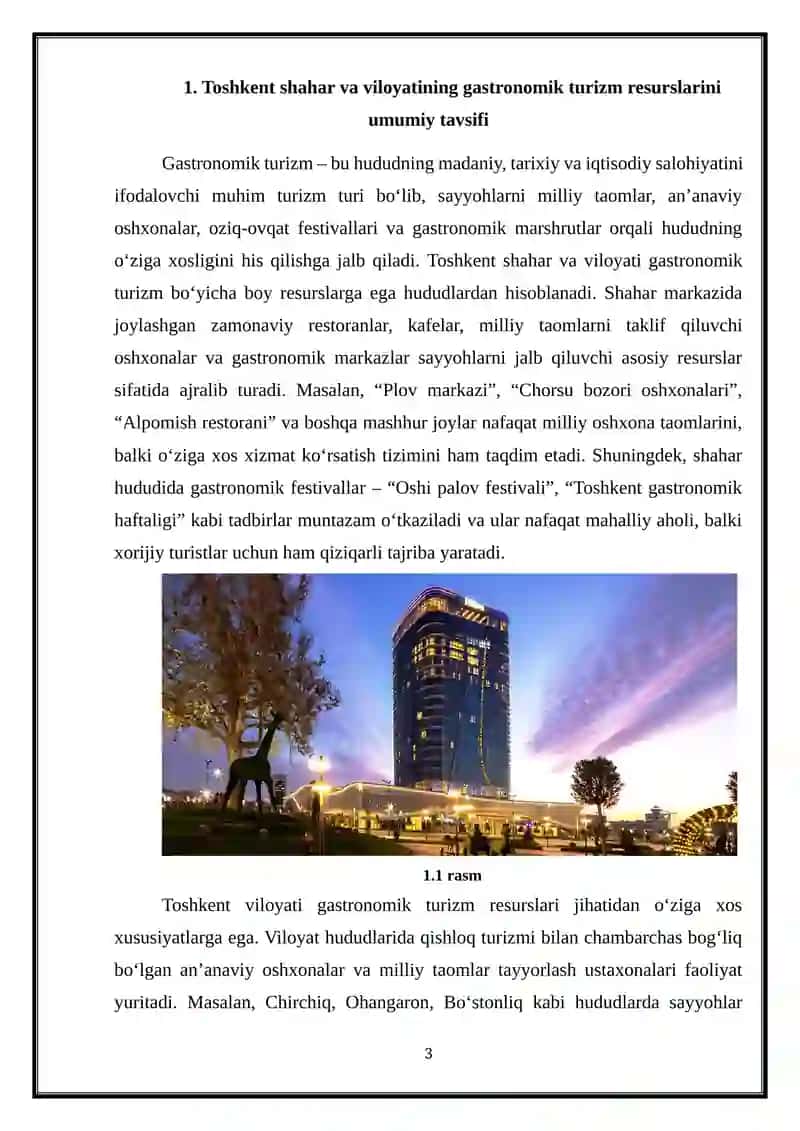 Toshkent shahar va Toshkent viloyatining gastronomik turizm resurslari 3
