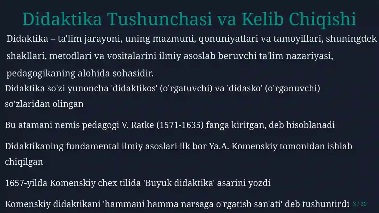 Didaktika – ta'lim nazariyasi 3