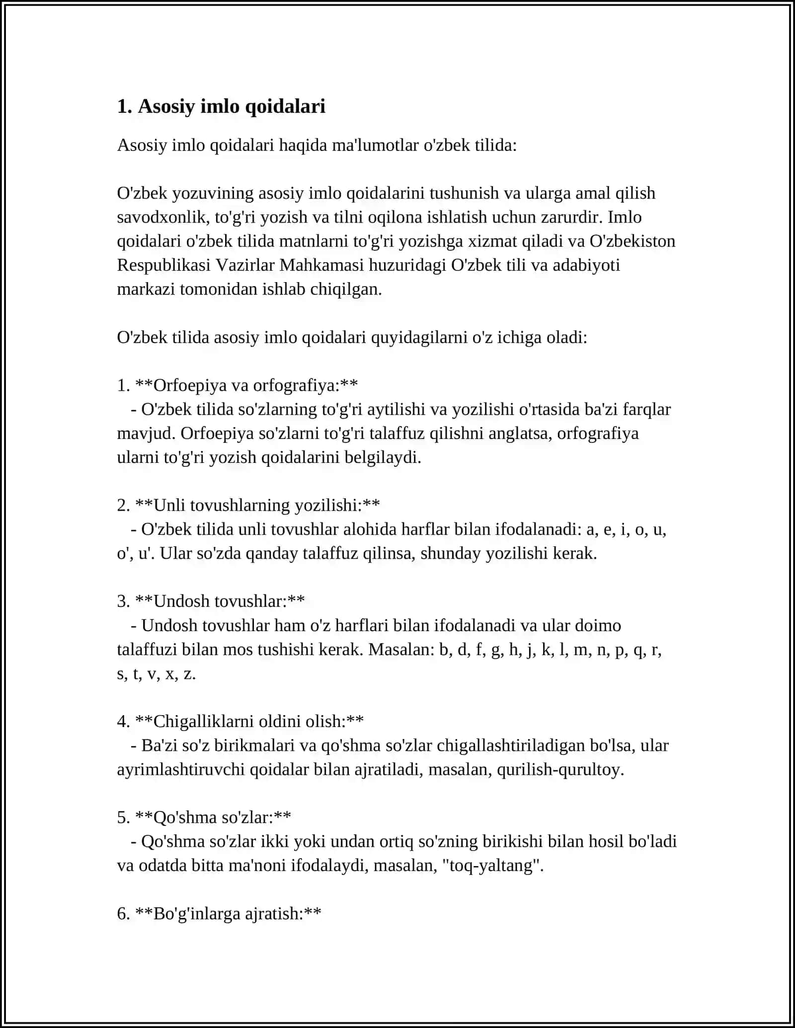 OʻZBEK TILINING ASOSIY IMLO QOIDALARI. HARFLAR IMLOSI 3