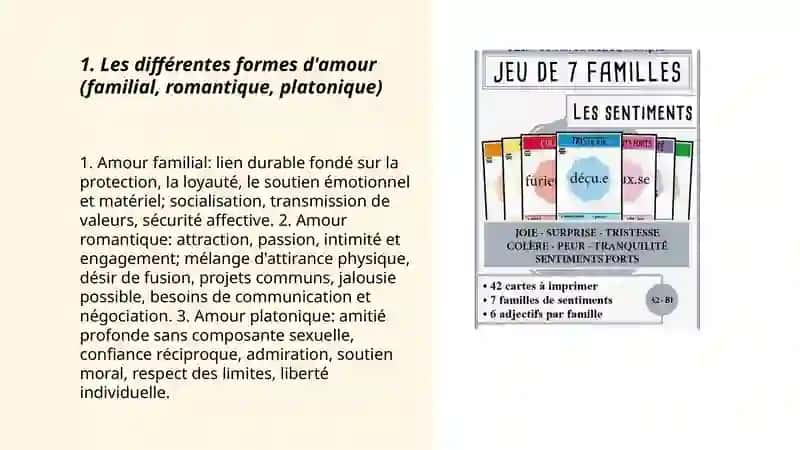 Les différentes formes d'amour (familial, romantique, platonique) 3