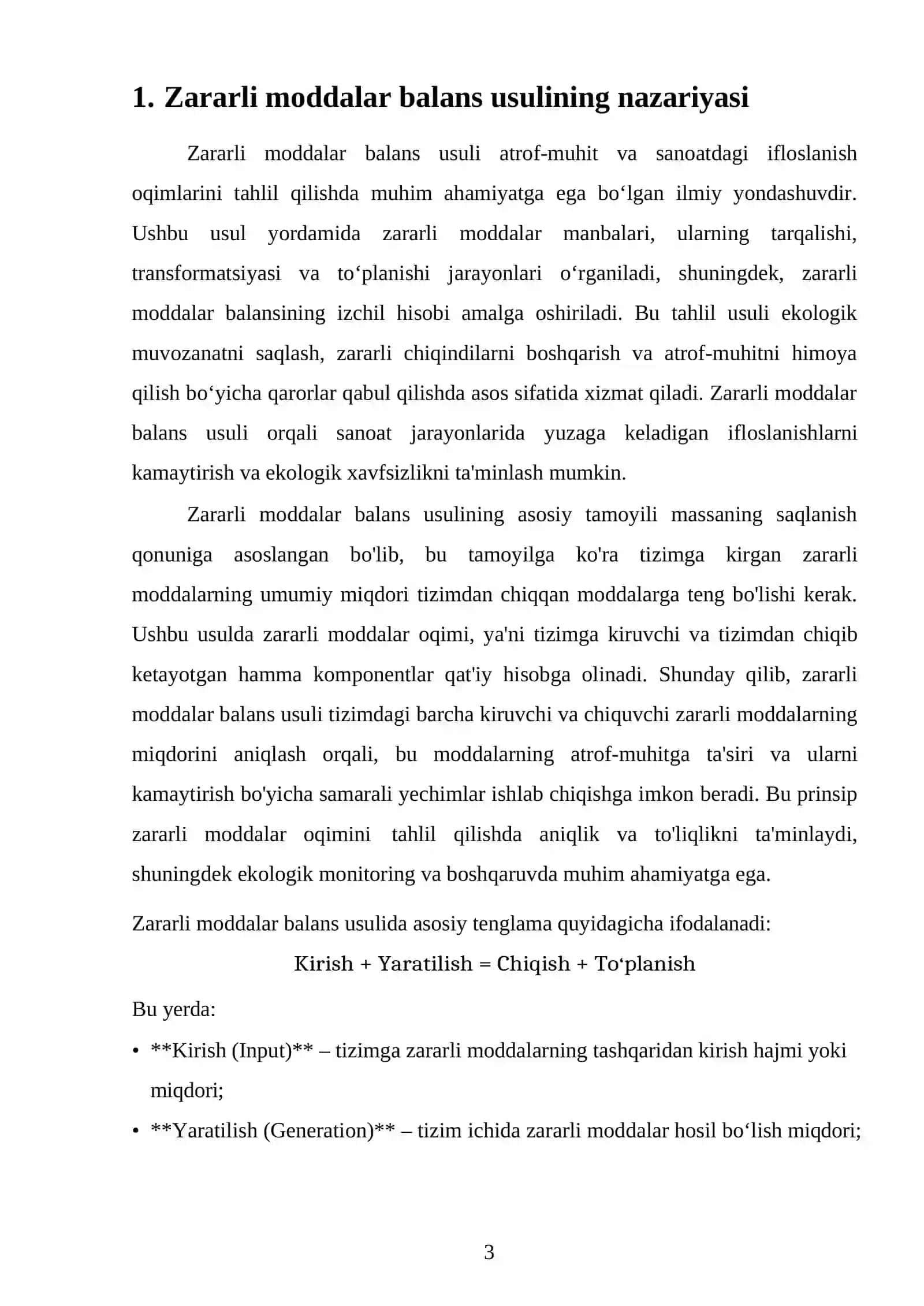 Zararli moddalar balans usuli 3