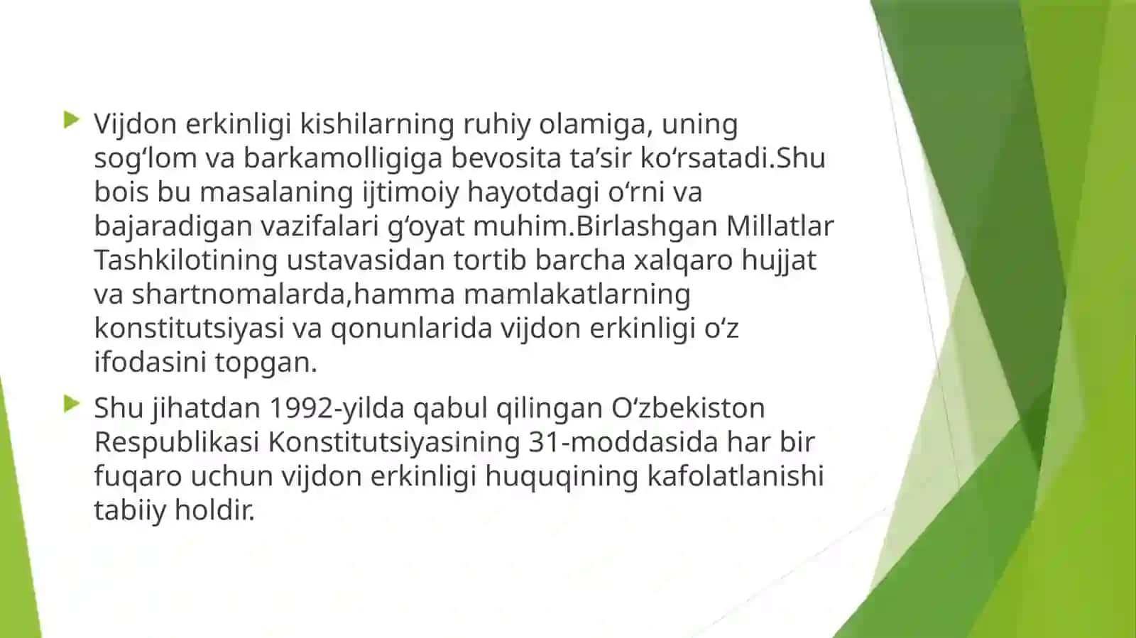 Vijdon va E’tiqod erkinligi. 3
