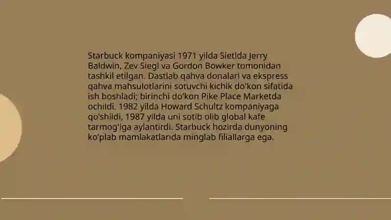Starbuck kompaniyasi haqida 3