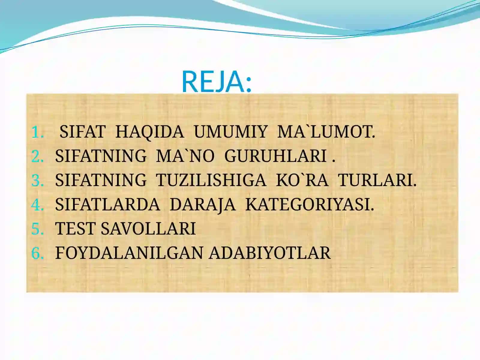 SIFATNING MA`NO GURUHLARI 3