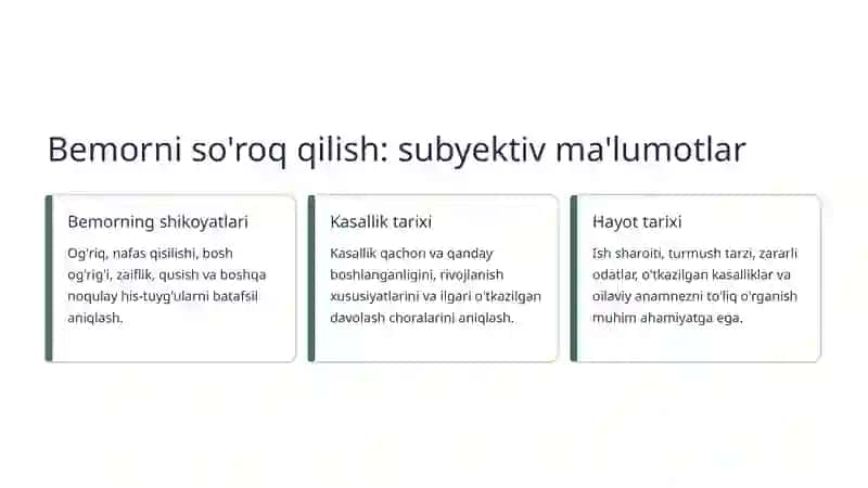 Bemorni umumiy ko'rikdan o'tkazish prinsiplari 3
