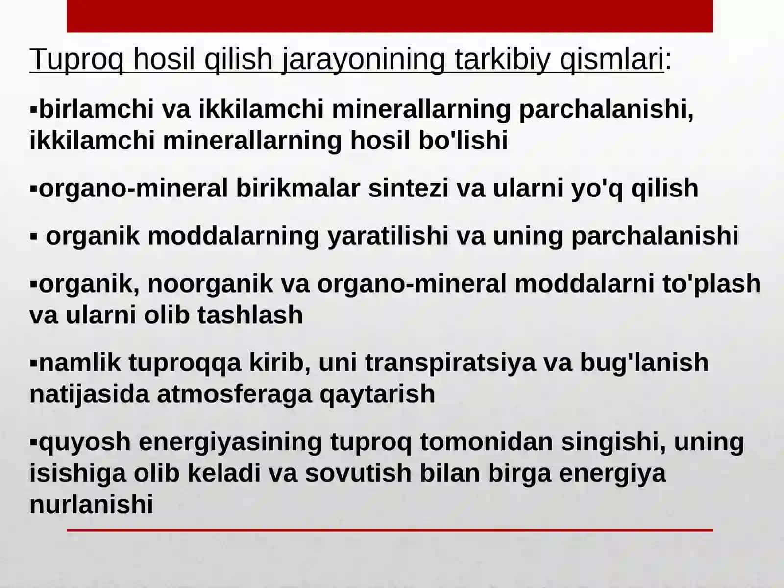 Tuproqni hosil qiluvchi omillar 3