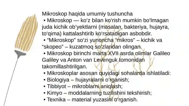 Mikroskop tuzilishi va uning kattalashtirishi 3