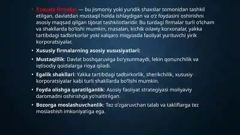 Xususiyfirmalar ustun tomonlari 3