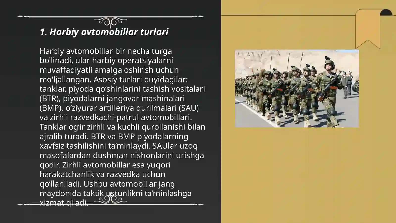 Harbiy avtomobil texnikalari turlari va ularni eksplutatsiya qilish 3