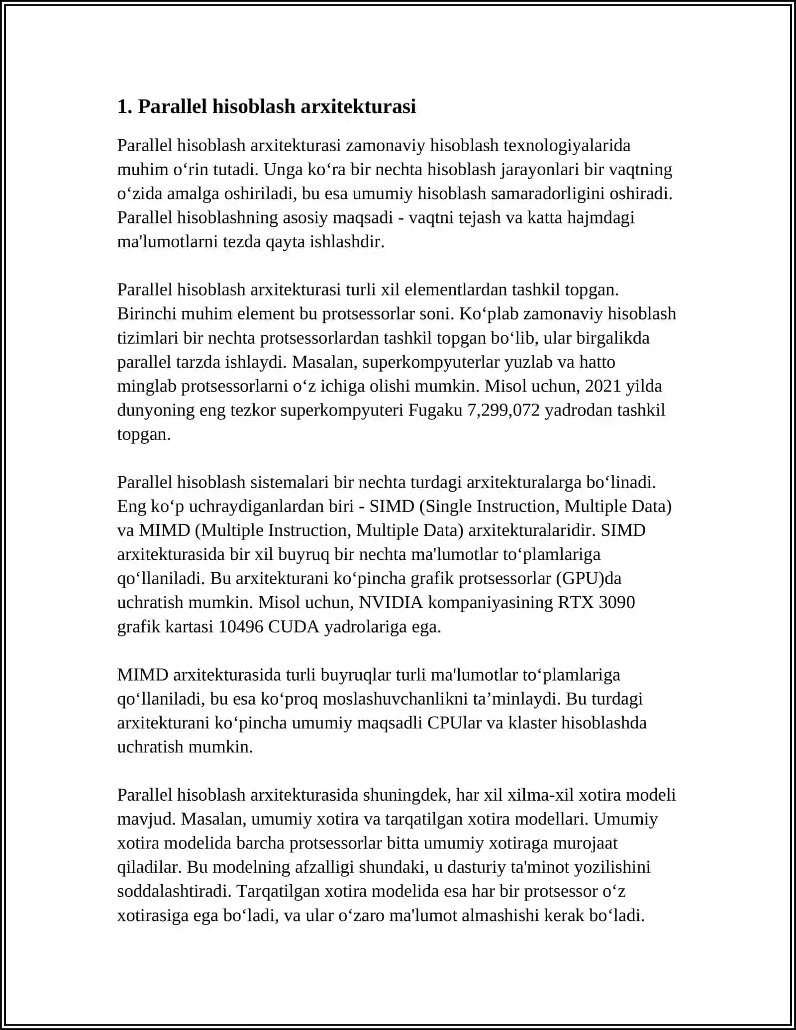 RAQAMLI TASVIRNI QAYTA ISHLASHDA PARALLEL ALGORITMLAR: RAQAMLI TASVIRLAR BILAN ISHLASHDA PARALLEL TEXNIKALAR 3