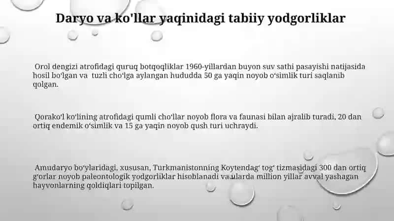 Oʻrta Osiyo tabiat yodgorliklari va ularning tarqalishi 3