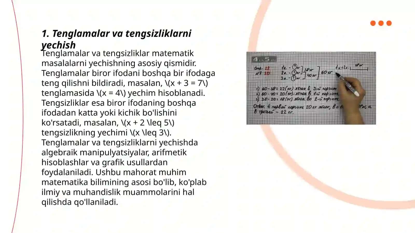 Tenglamalar va tengsizliklarni yechish 3