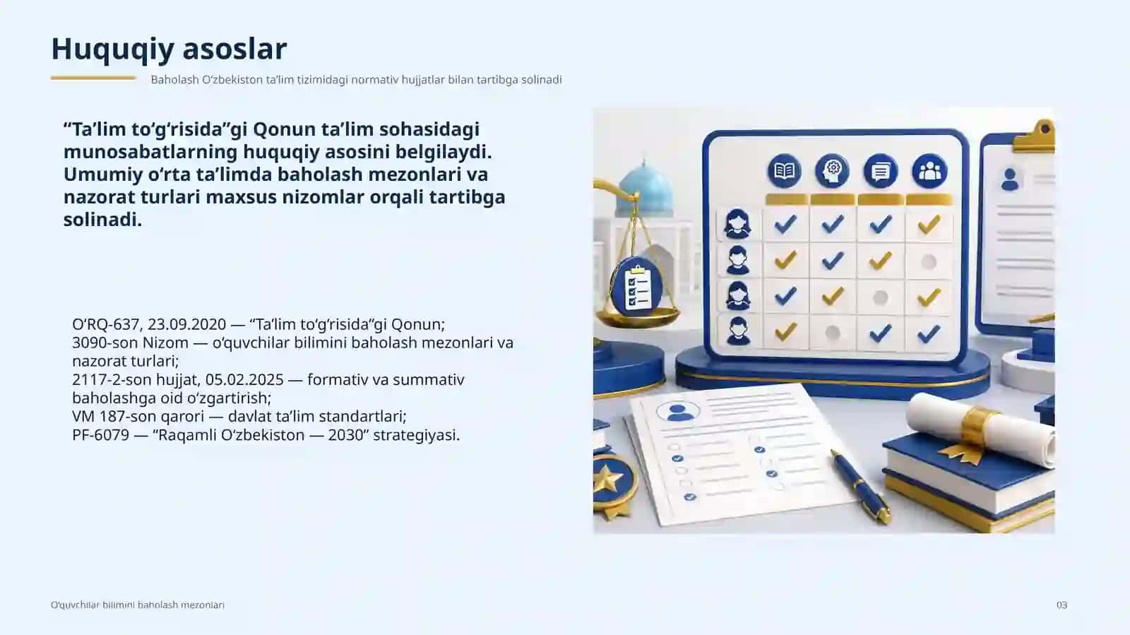 O‘QUVCHILAR BILIMINI BAHOLASH MEZONLARI 3