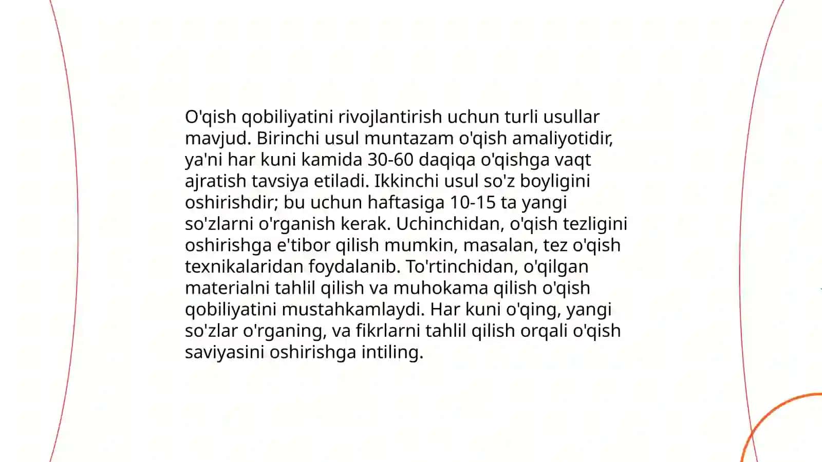 O'qish qobiliyatini rivojlantirish usullari 3