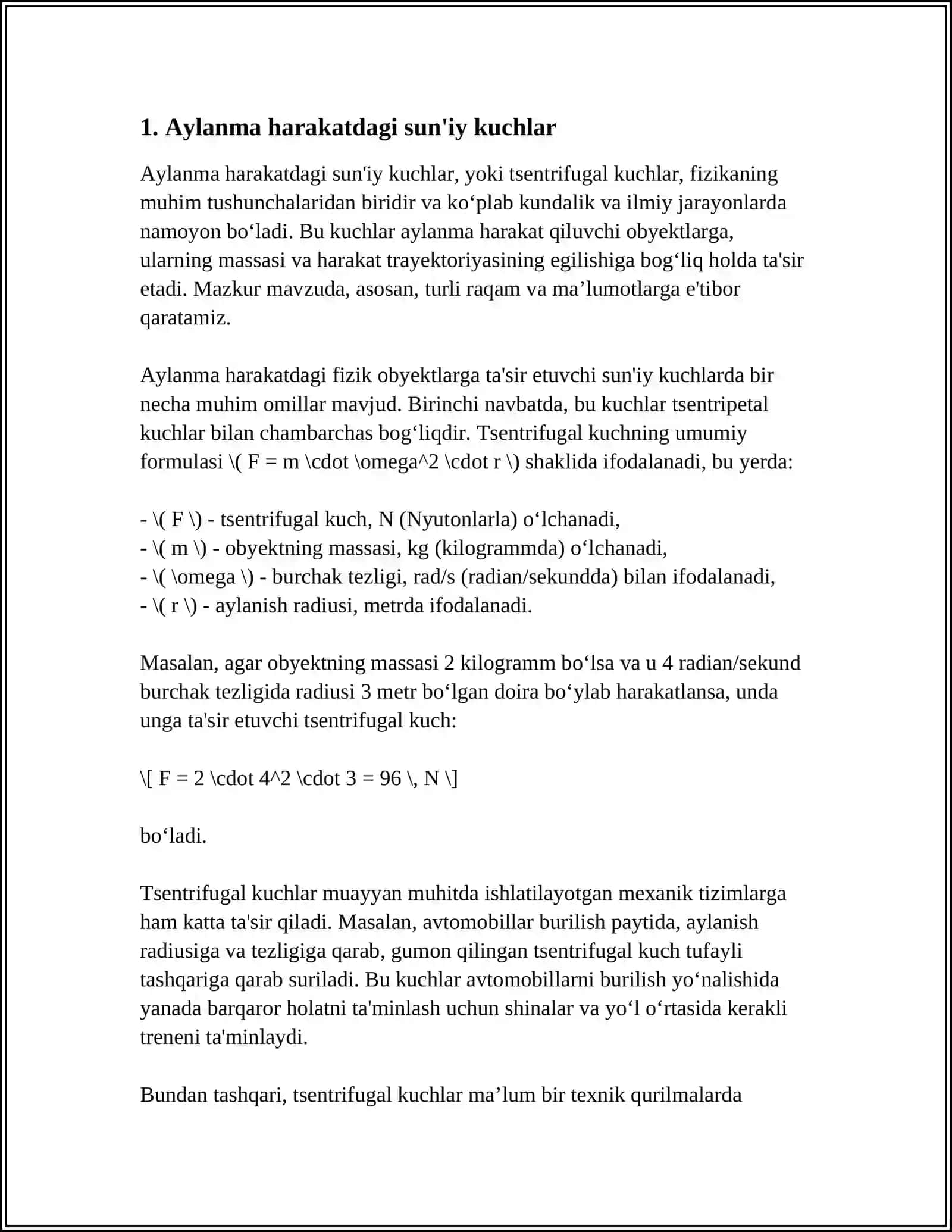 Aylanma harakatdagi sun'iy kuchlar 3