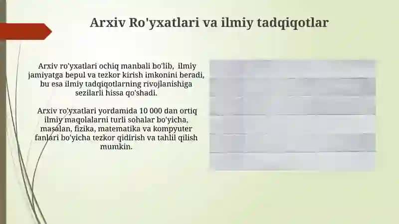 Arxiv Ro'yxatlari va ilmiy tadqiqotlar 3