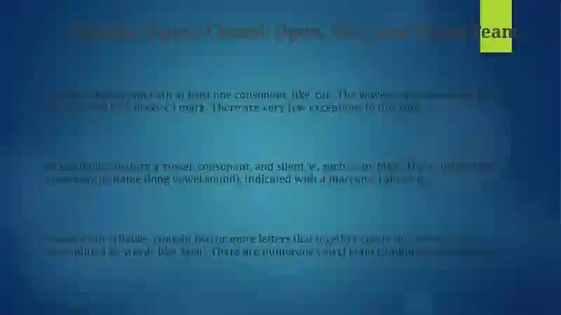 Types of syllables 3 and 4 3