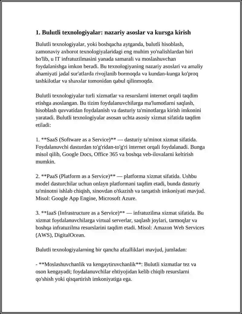Bulutli texnologiyalar va ular bilan ishlash 3
