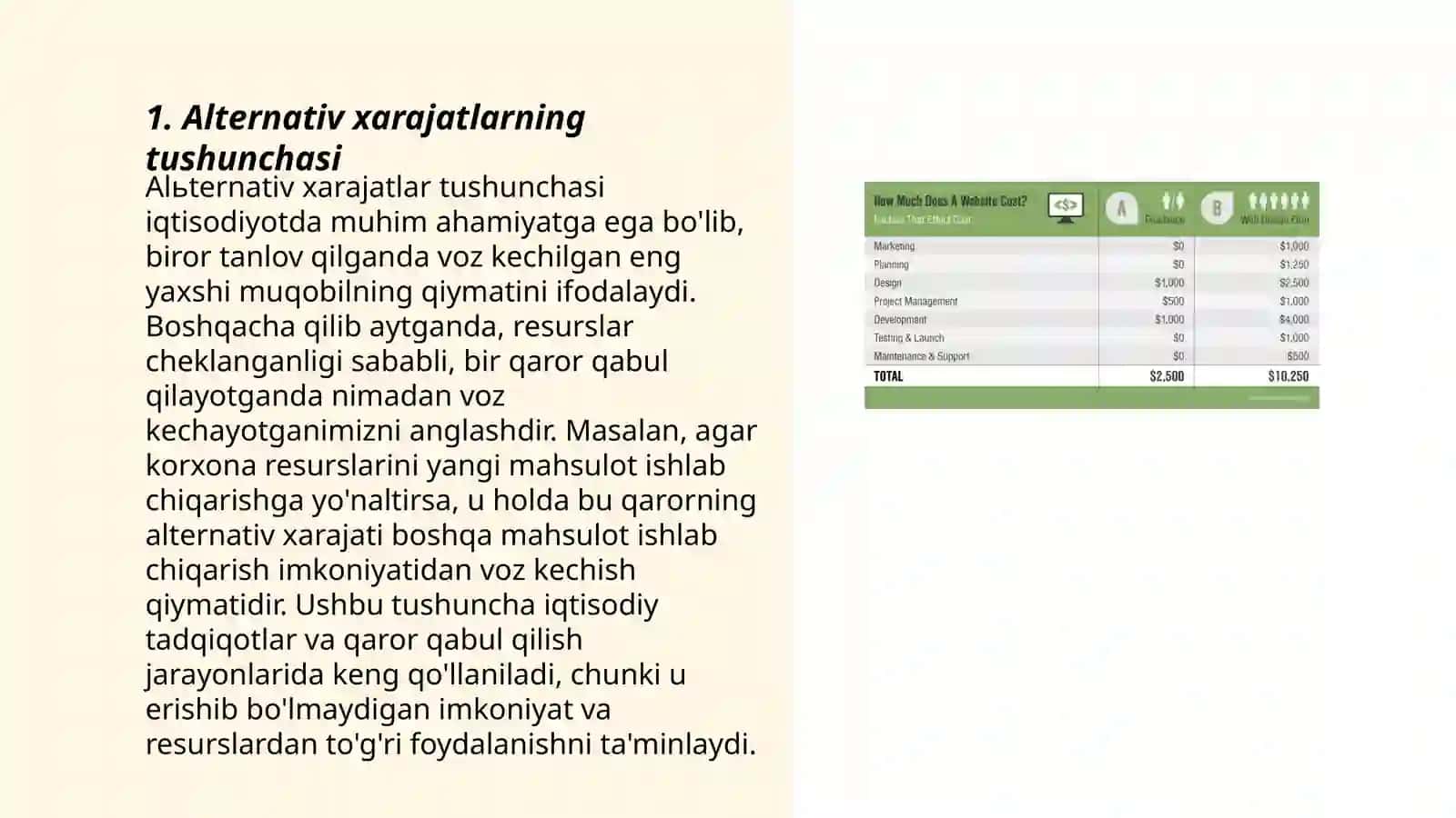 Alternativ xarajatlar 3