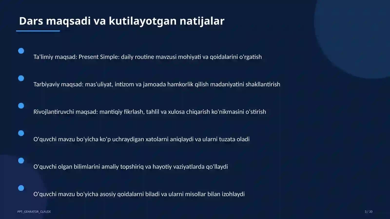 Present Simple: daily routine (3-sinf) 3