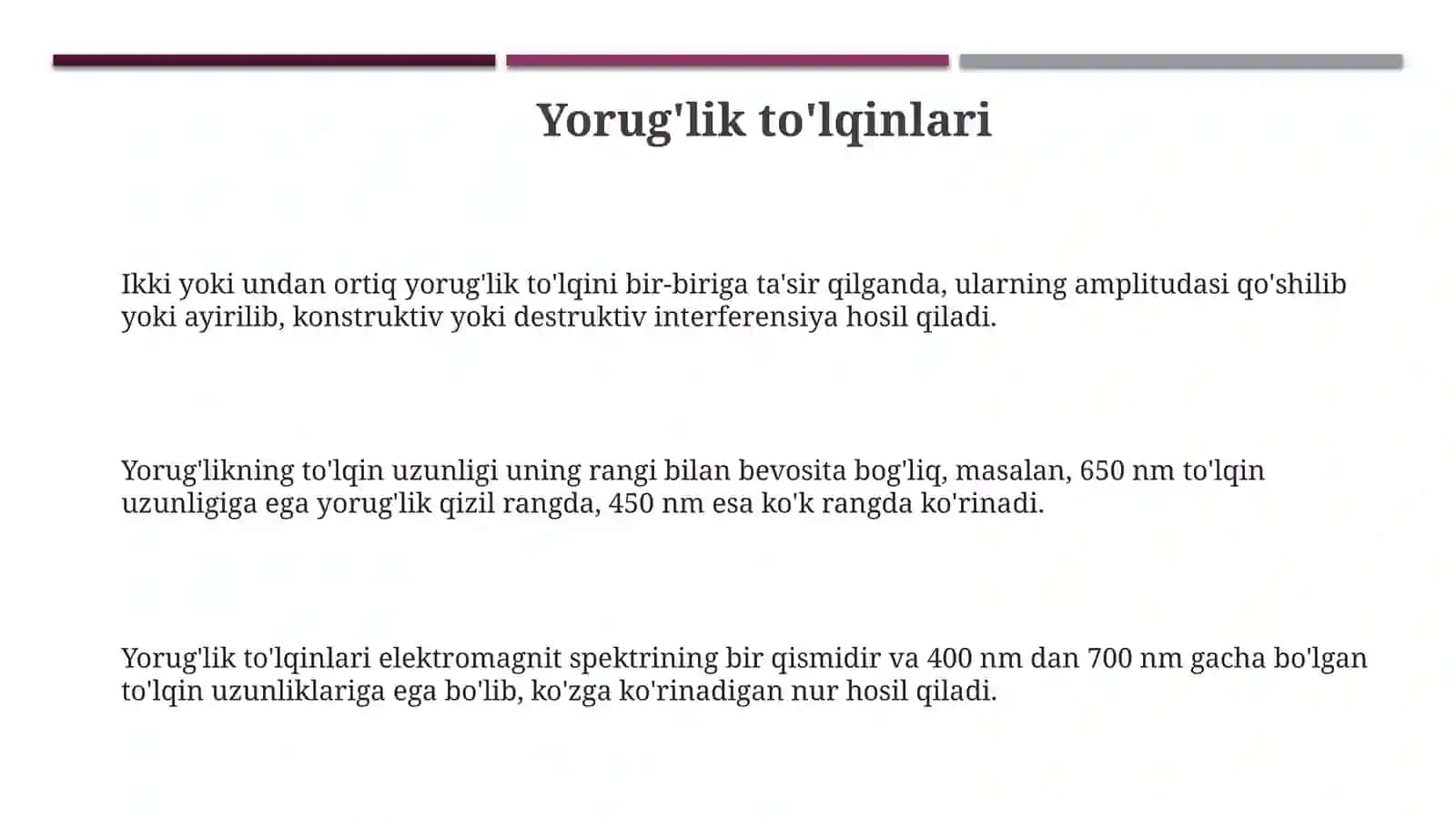 Yorugʻlik interferensiyasi 3