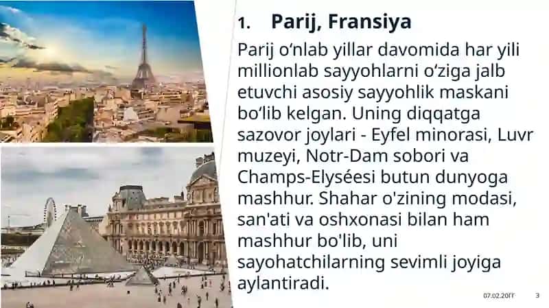 Eng muvaffaqiyatli turizm DESTINATSIYALARI 3