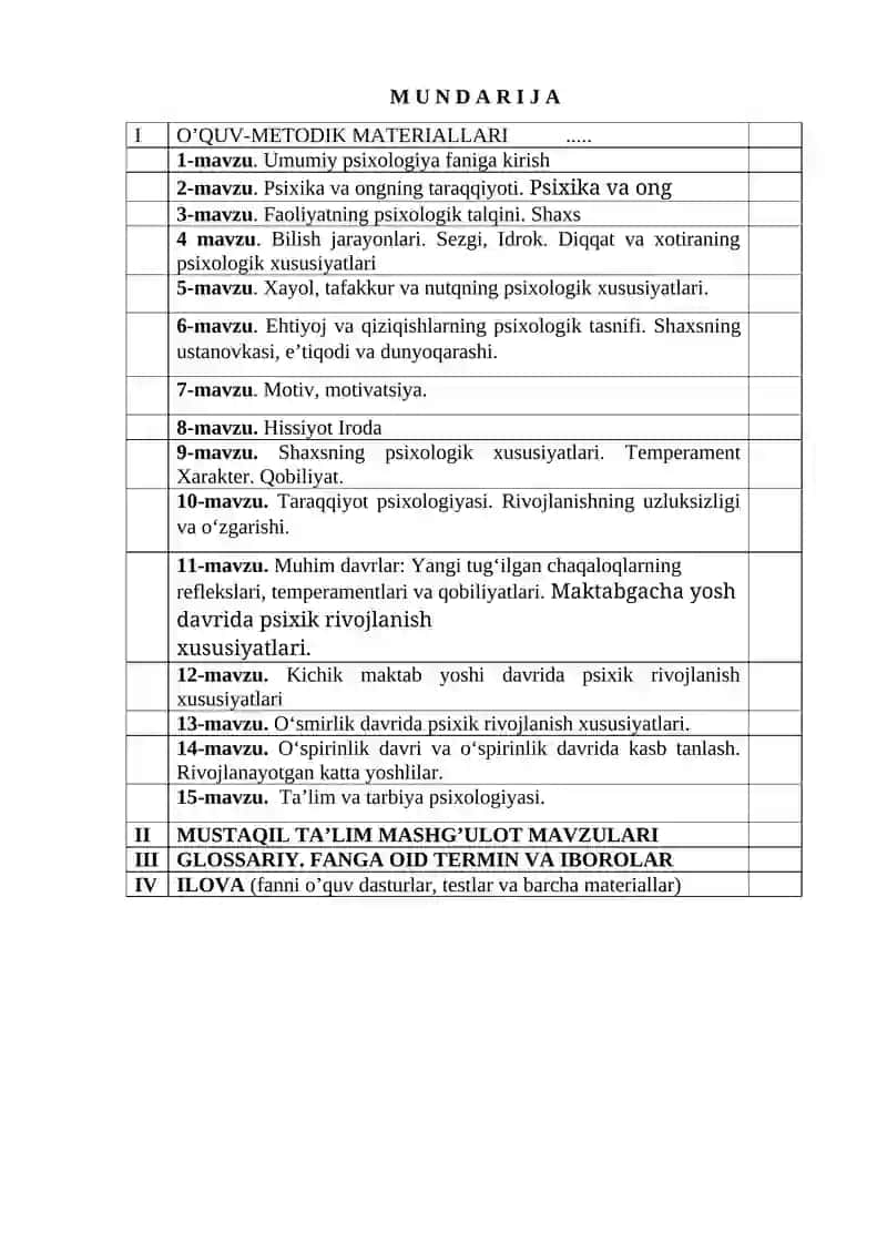 Umumiy psixologiya fani dasturi 3