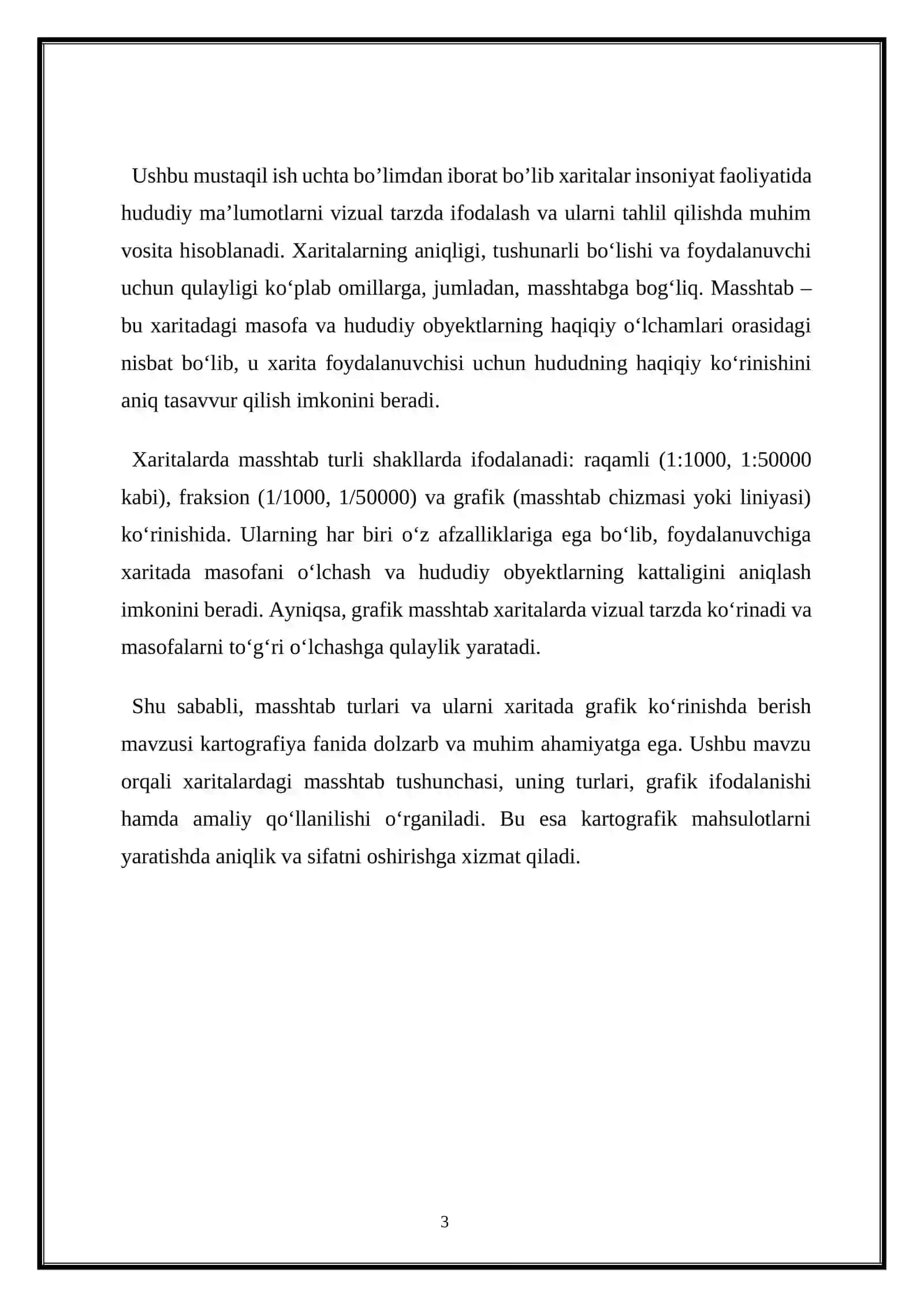 Masshtab turlari va ularni xaritada grafik ko‘rinishda berish 3