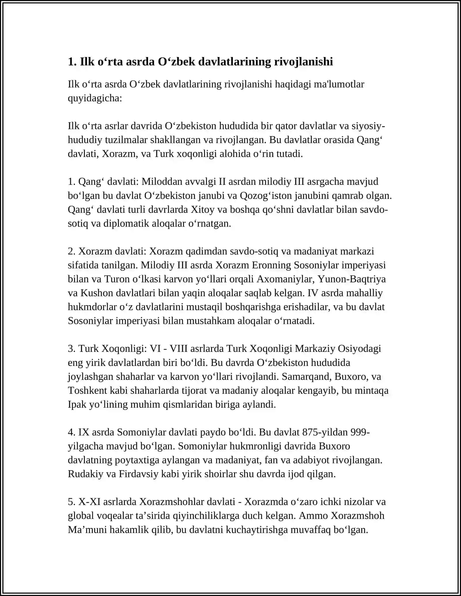 ILK OʻRTA ASR OʻZBEK DAVLATCHILIGI VA HUQUQI 3