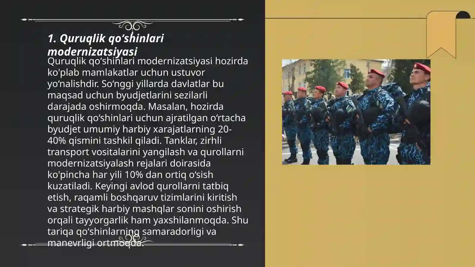 Oʻzbekiston quroliy kuchlari."Milliy armiya" ning takomillashishi 3
