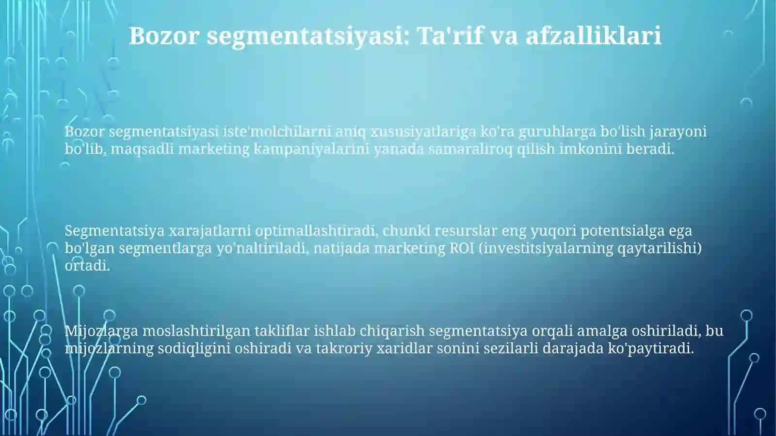 Bozor segmentatsiyasi va segmentlash mezonlari 3