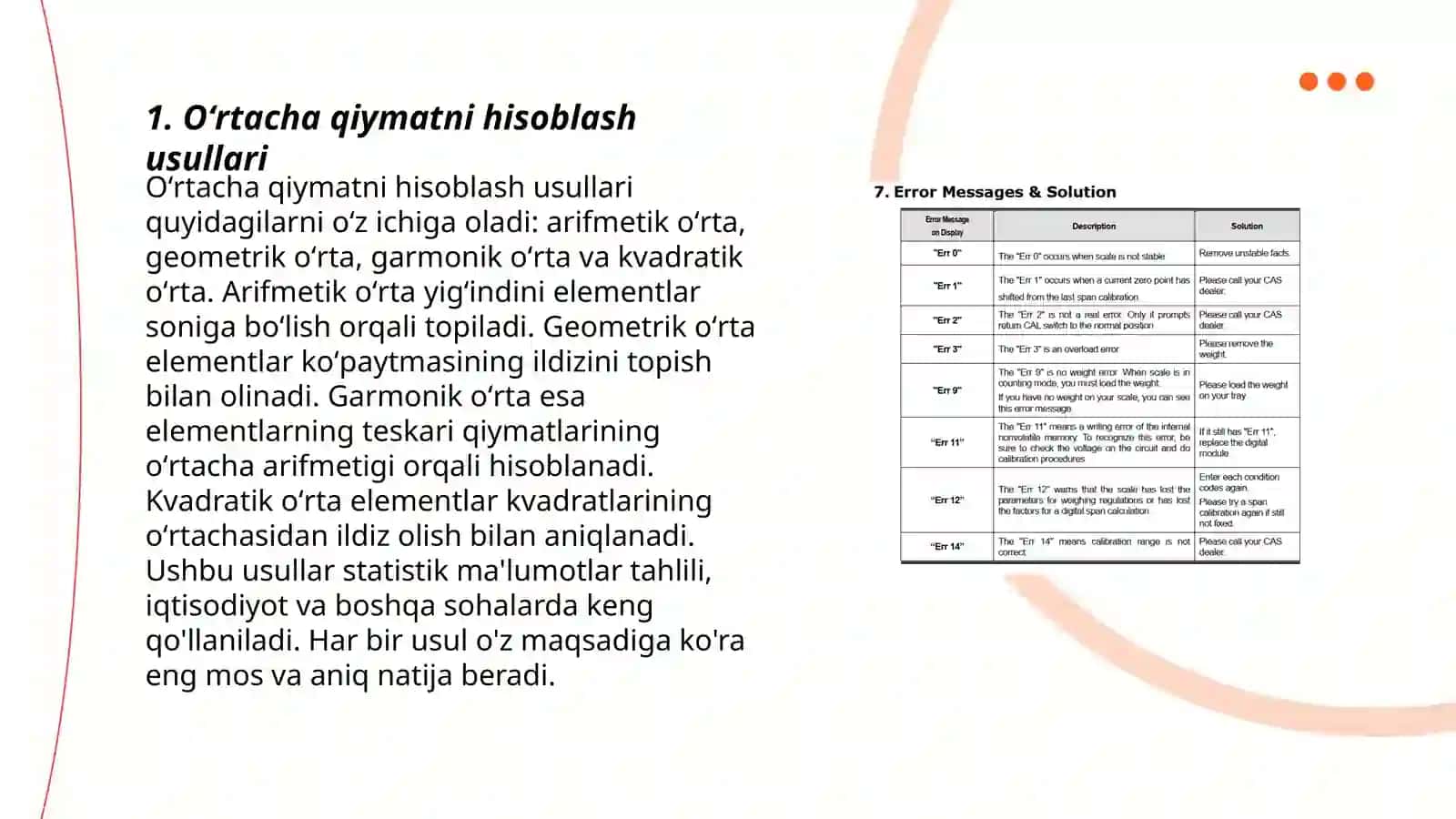 Oʻrtacha arximetik qiymat va xatolikka doyir masalalar 3