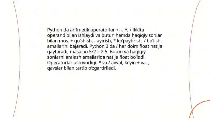 Pythonda arifmetik amallar 3