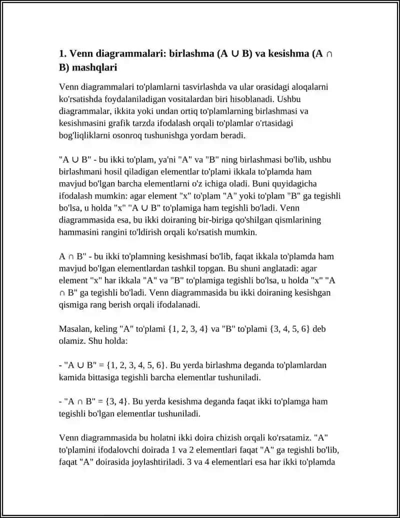 VENN DIAGRAMMALARI ASOSIDA MASHQLAR 3